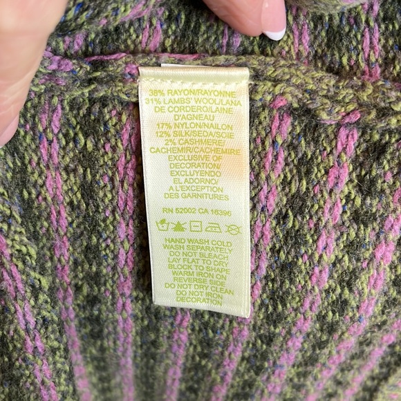 Lambs wool, silk and cashmere in this jacket style sweater with whimsy. - Picture 8 of 8